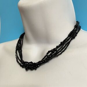 LC Lauren Conrad Black Multistrand Beads Necklace